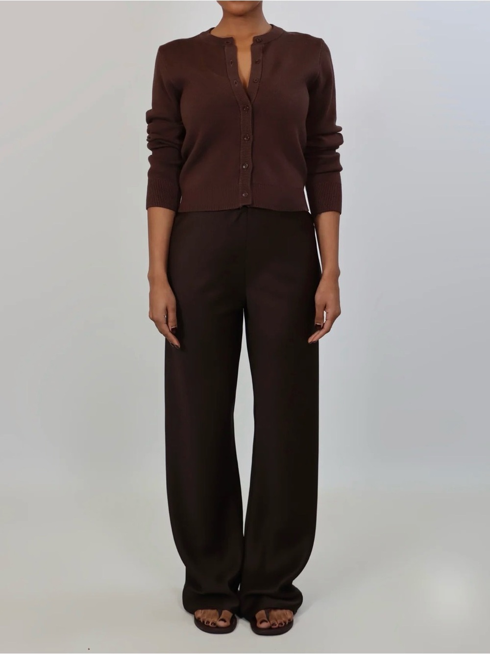 April Seven brown Satin Wide-Leg Women's pants